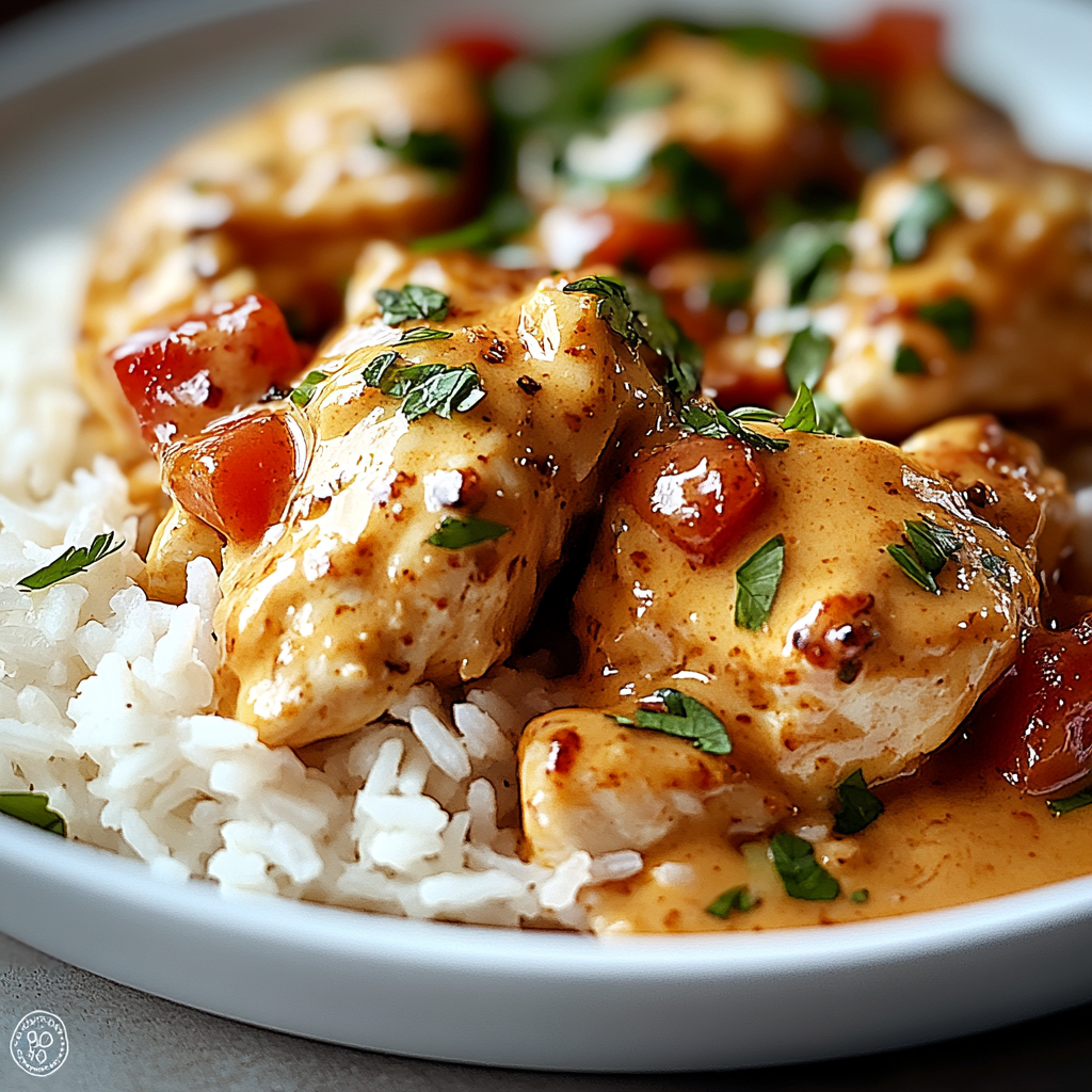 Smothered Chicken and Rice Dish