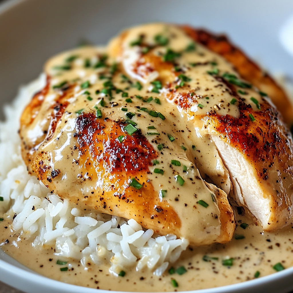 Creamy Smothered Chicken and Rice Dish