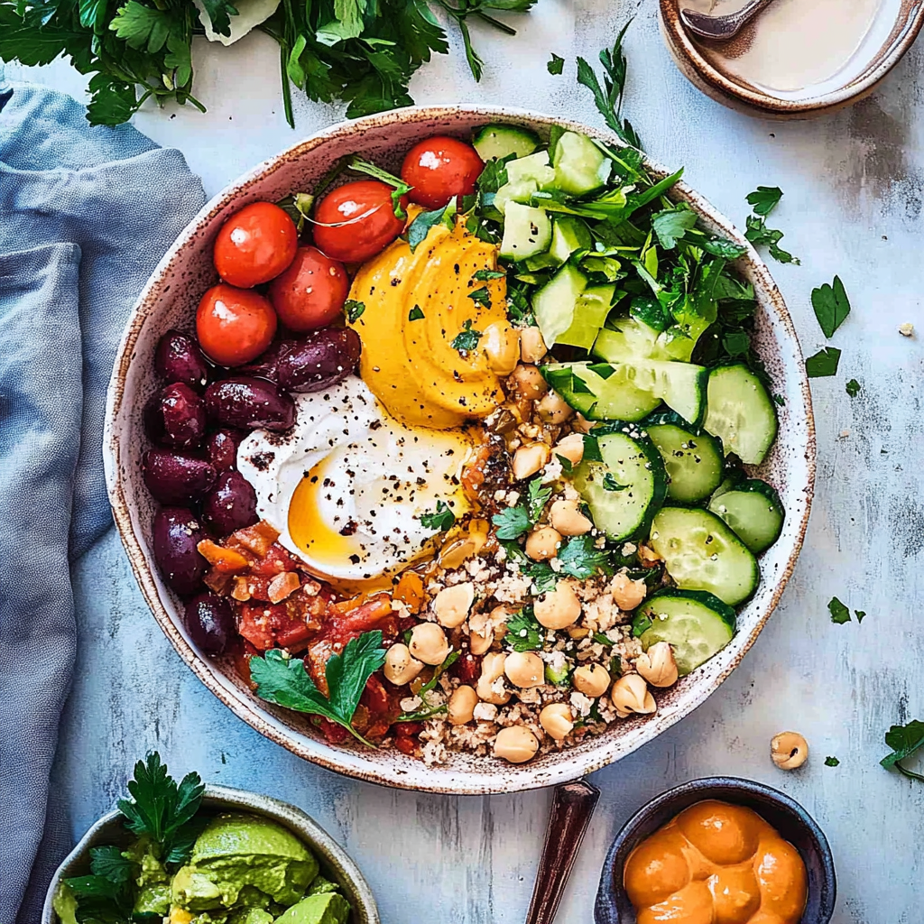 Recipe preparation for Mediterranean bowl recipe