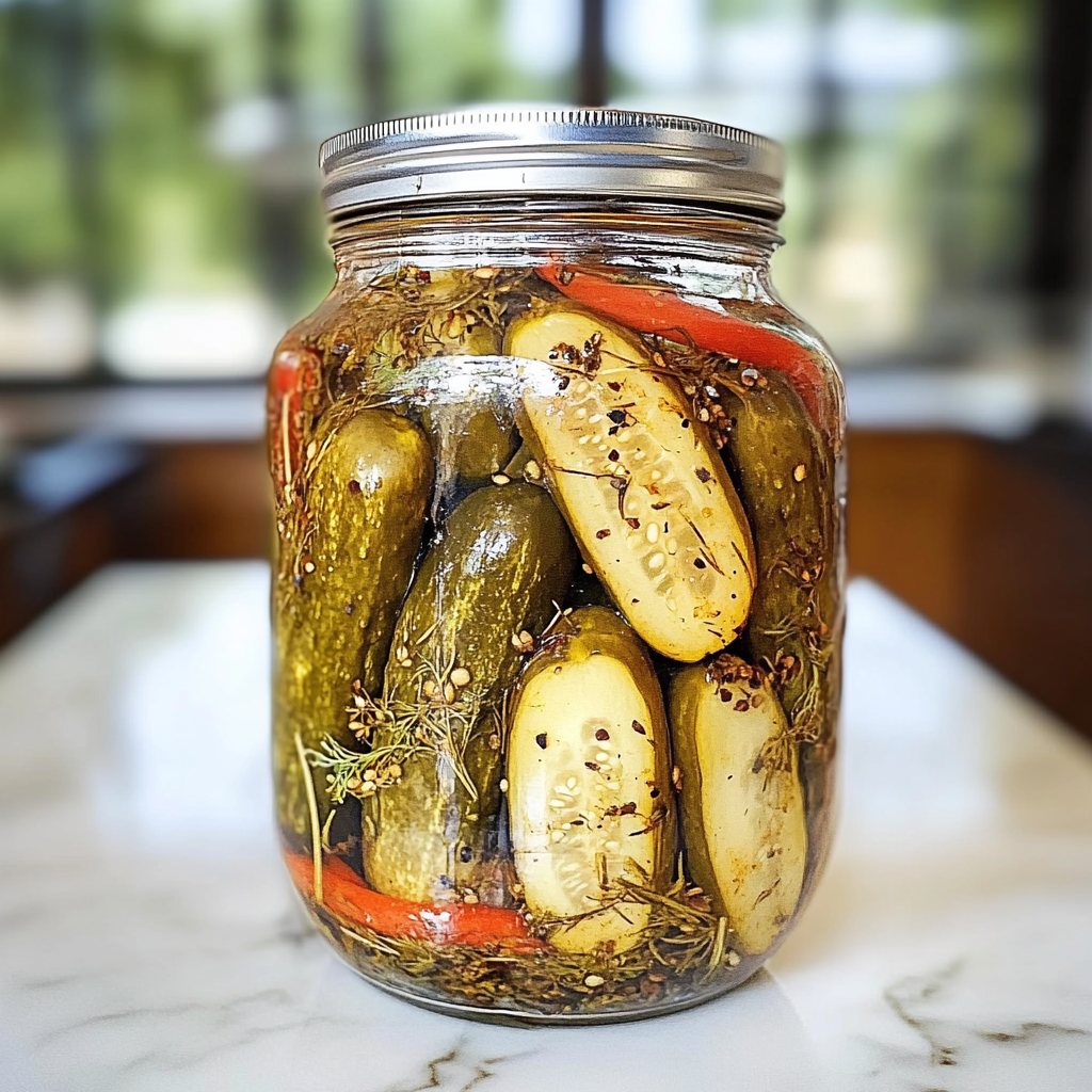 Recipe preparation for Killer Spicy Garlic Dill Pickle