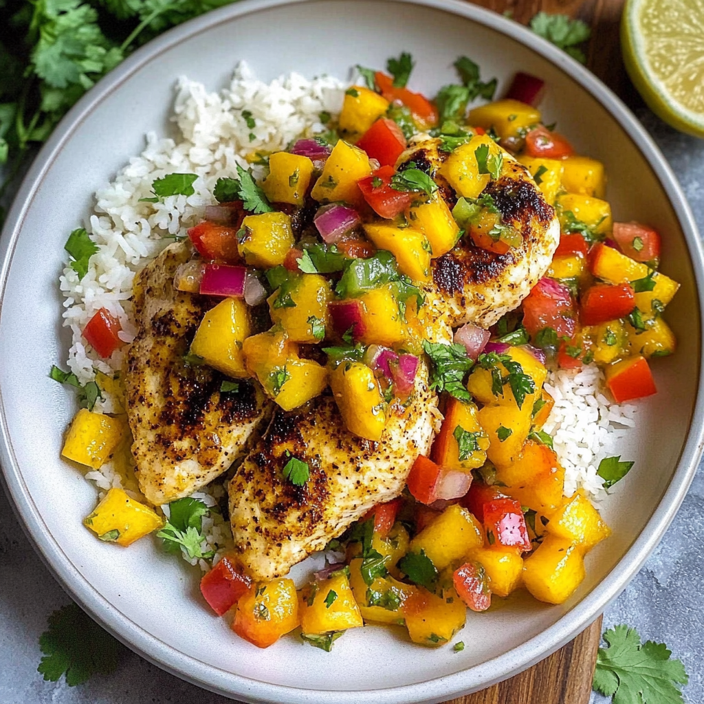 Recipe preparation for Chicken with Mango Salsa