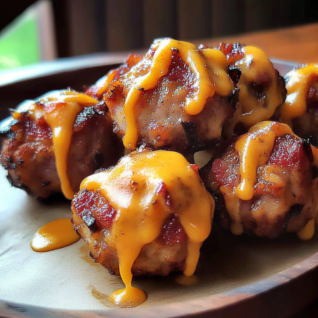 Recipe preparation for Cheddar Stuffed BBQ Bacon Bombs