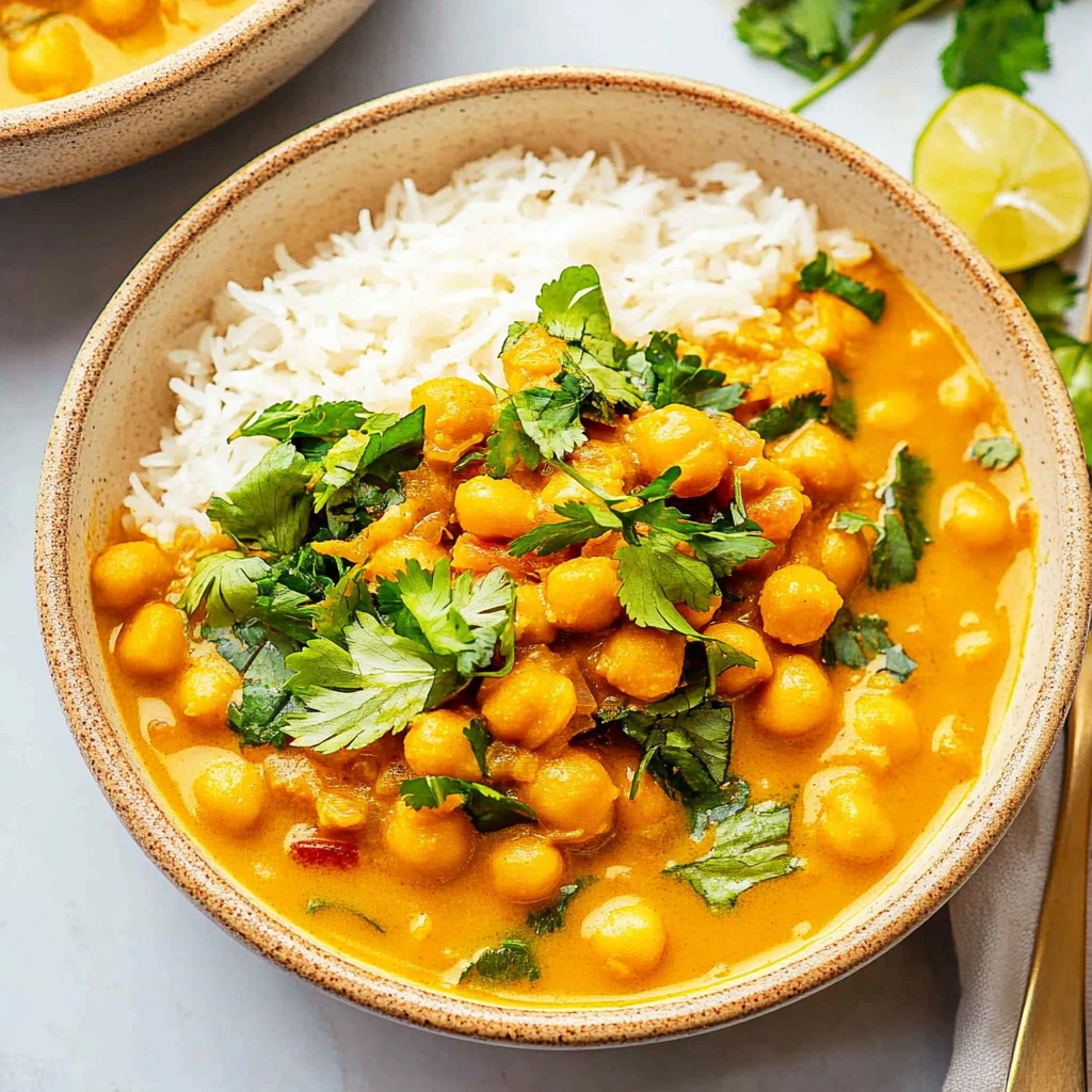 Recipe preparation for Creamy Coconut Chickpea Curry