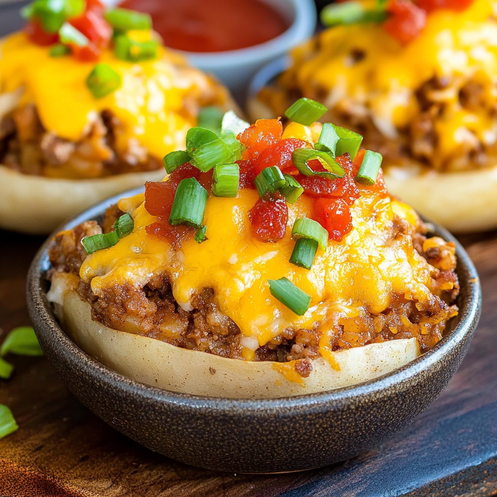 Recipe preparation for Cheesy Taco Potatoes