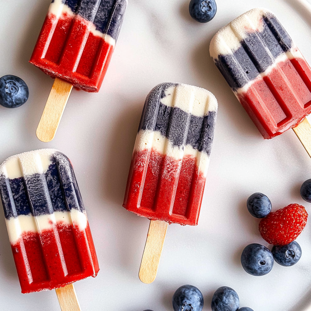 Recipe preparation for Red White and Blue Popsicles