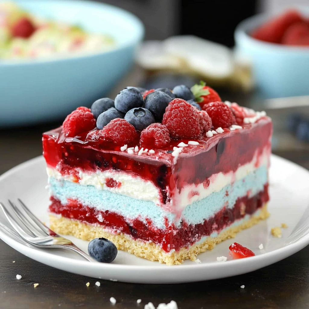 Recipe preparation for Summer Berry Jello Lasagna