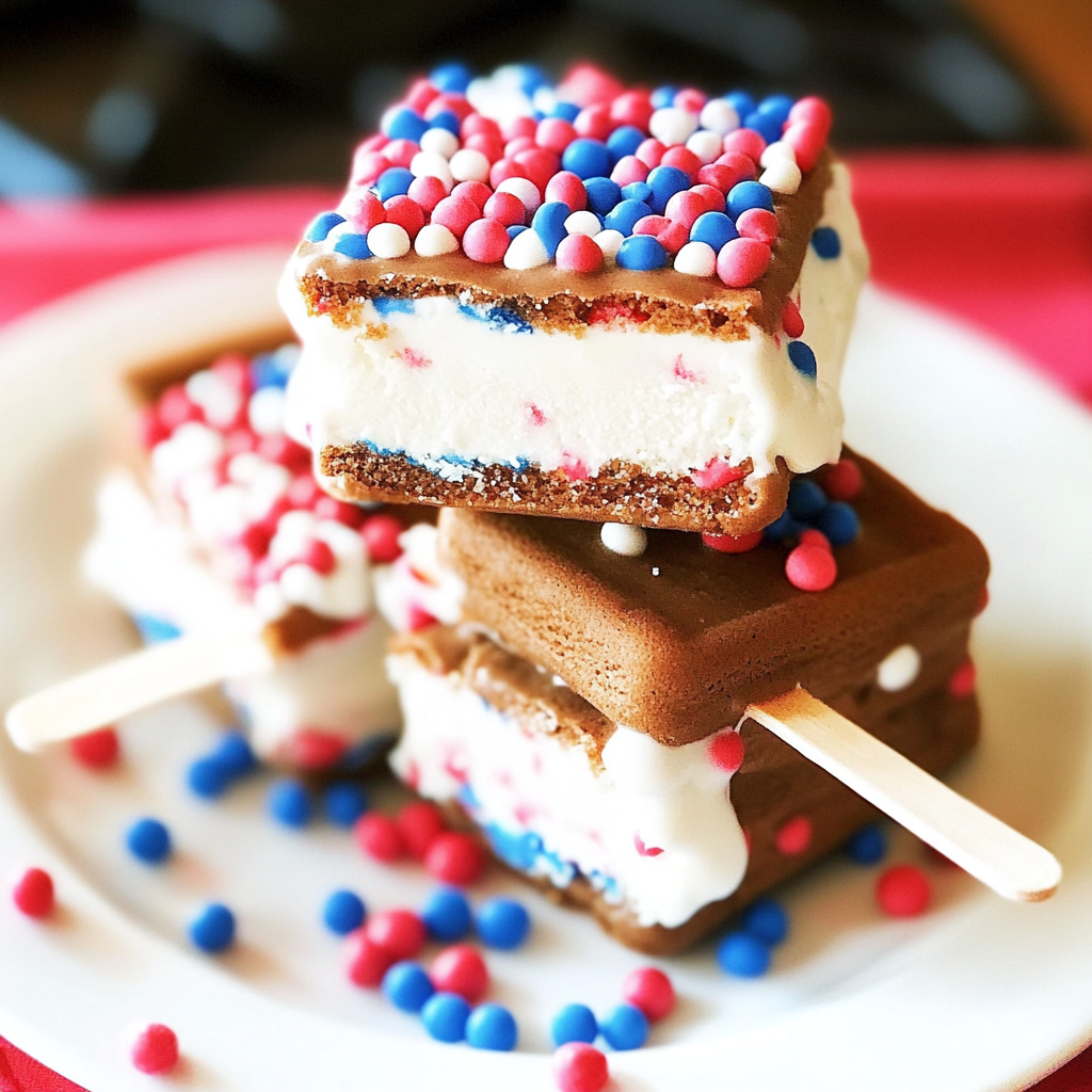 Recipe preparation for Patriotic Mini Ice Cream Sandwiches