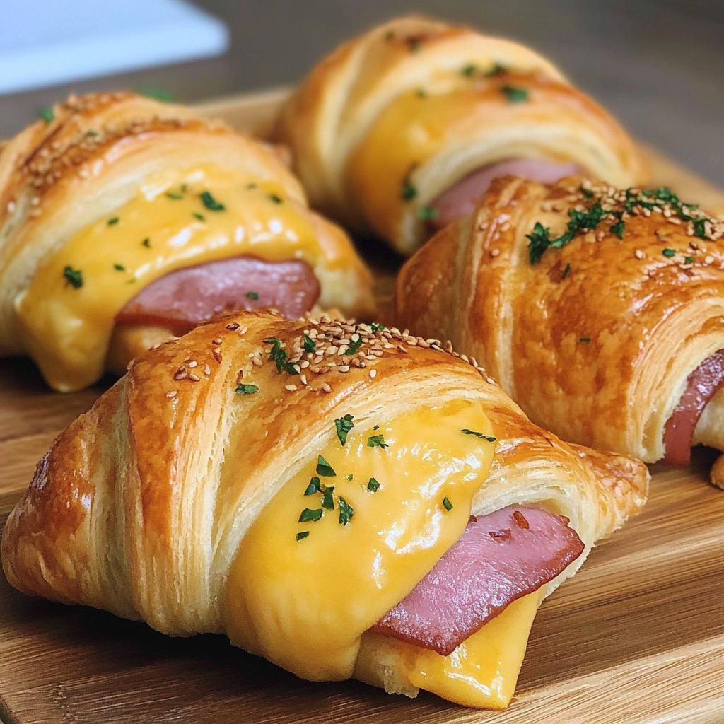 Recipe preparation for Ham And Cheddar Crescent Roll-Ups