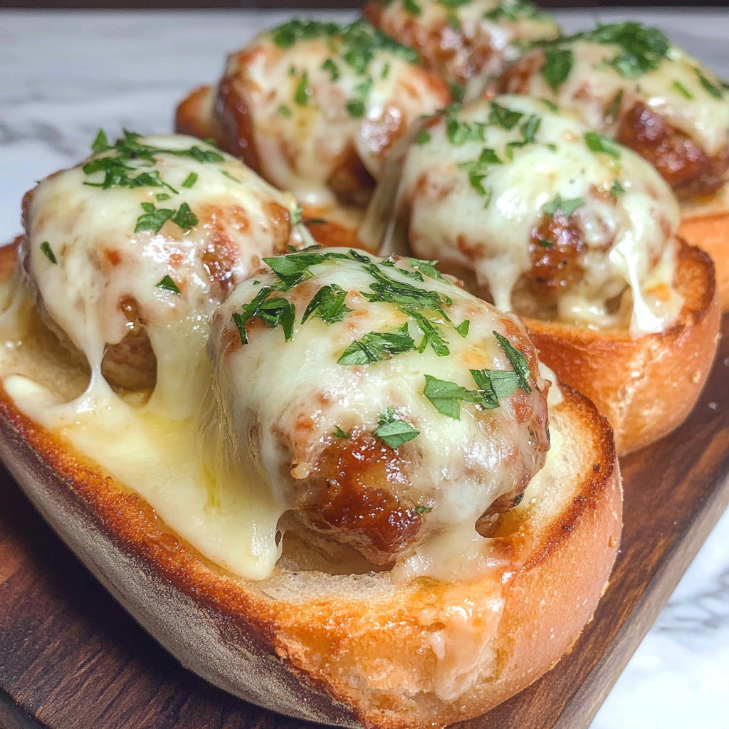 Recipe preparation for Garlic Bread Meatball Subs