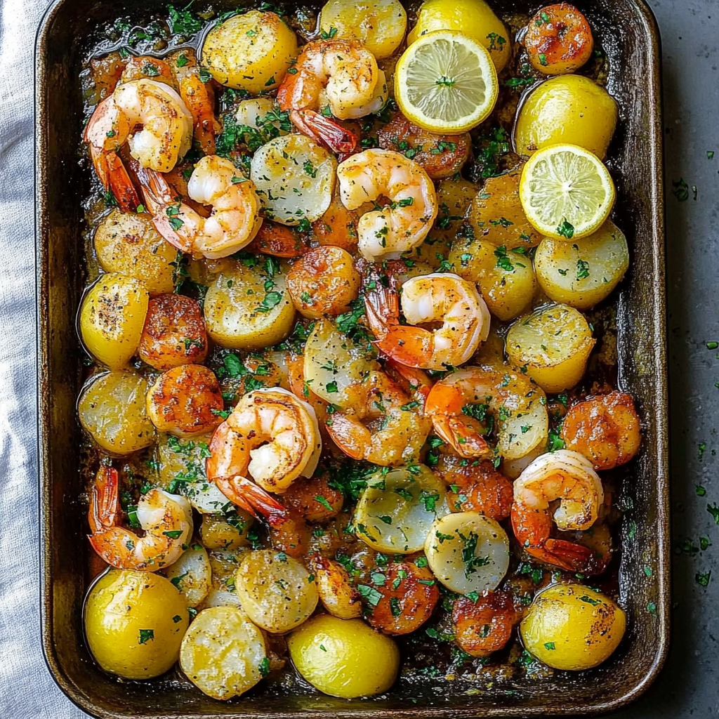Recipe preparation for Sheet Pan Shrimp Boil