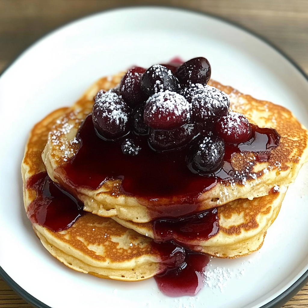 Recipe preparation for Cherry and limon ricotta pancakes