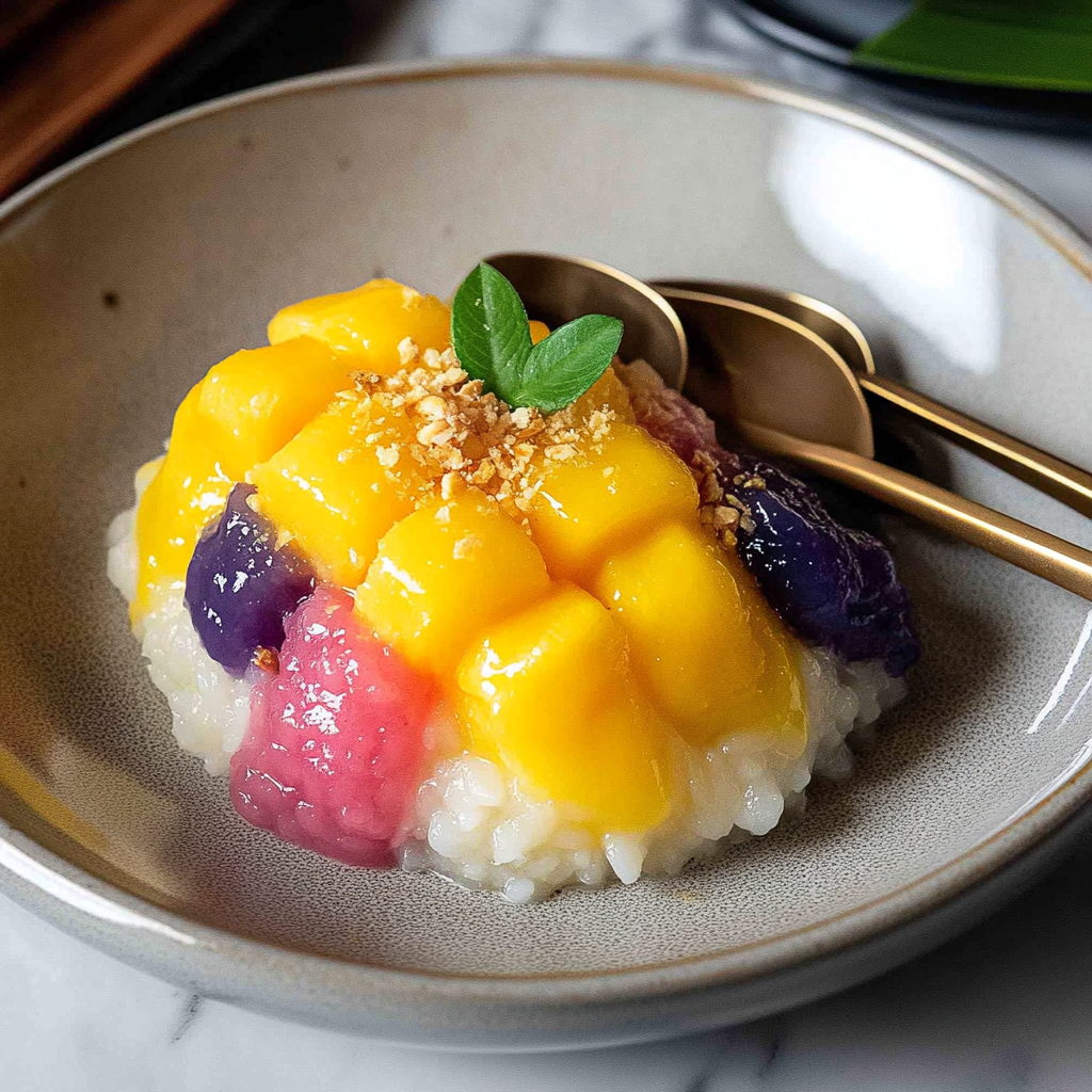 Recipe preparation for Thai mango sticky rice