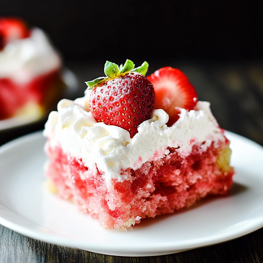Recipe preparation for Strawberry-Jello-Poke-Cake