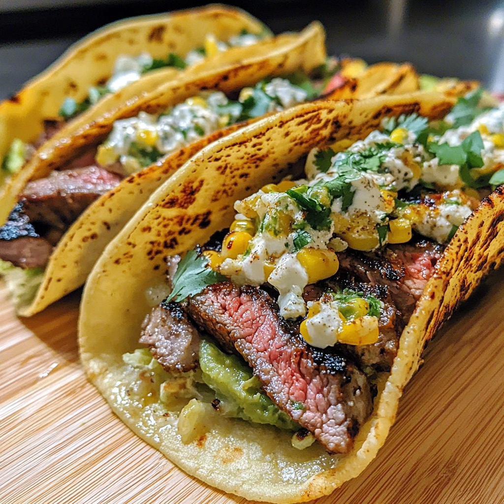 Recipe preparation for Grilled Elote Steak Tacos