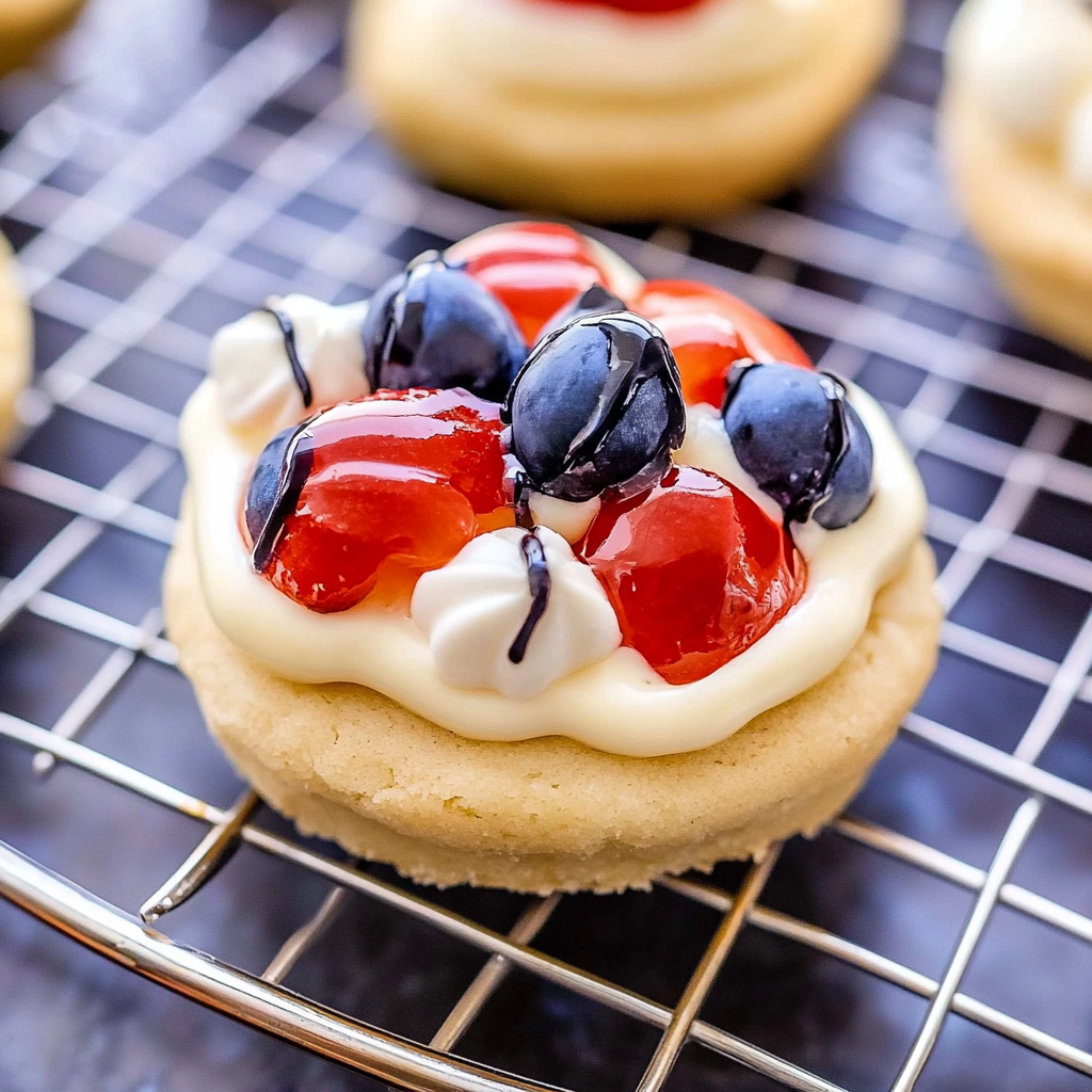 Recipe preparation for Patriotic Fruit Pizza Cookies