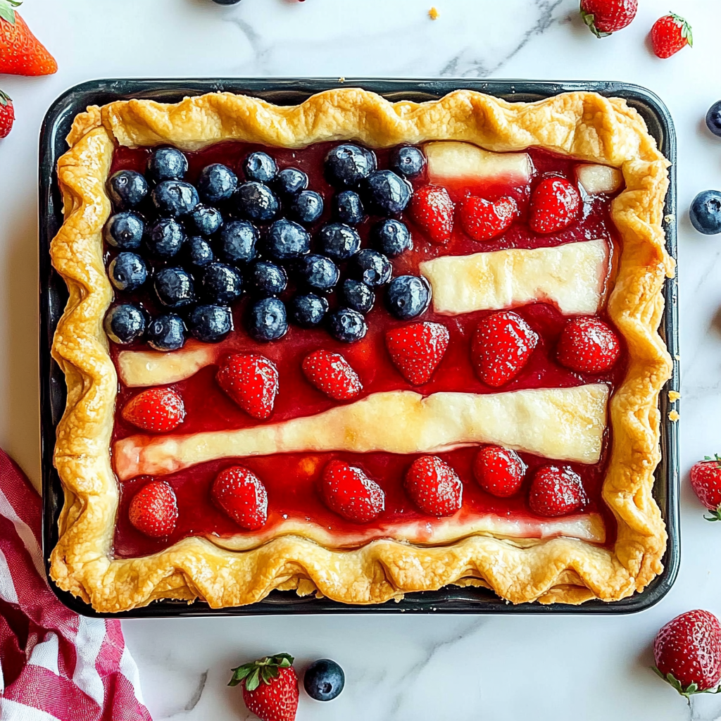 Recipe preparation for Berry Flag Pie