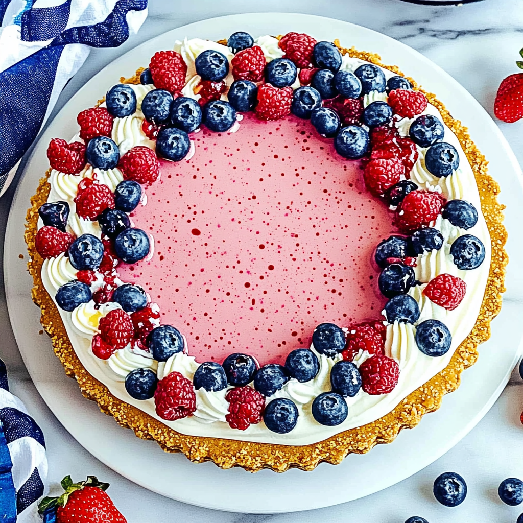 Recipe preparation for No-Bake 4th of July Jello Cream Pie