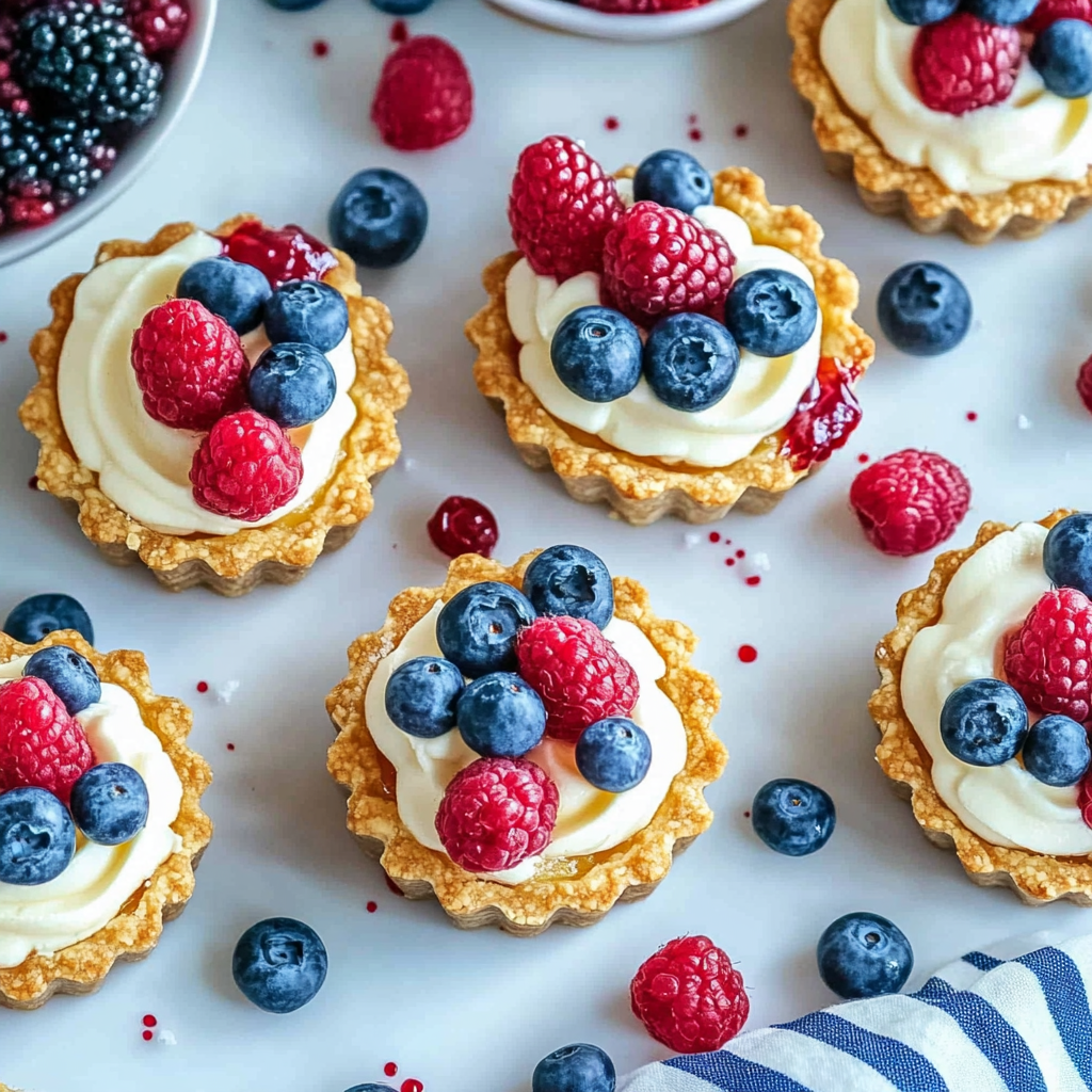 Recipe preparation for No-Bake 4th of July Fruit Tartlets