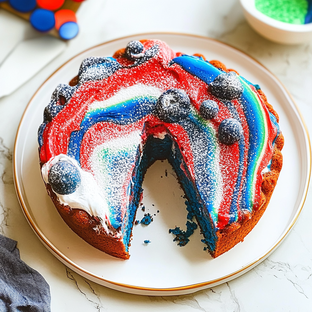 Recipe preparation for Red White & Blue Marble Cake