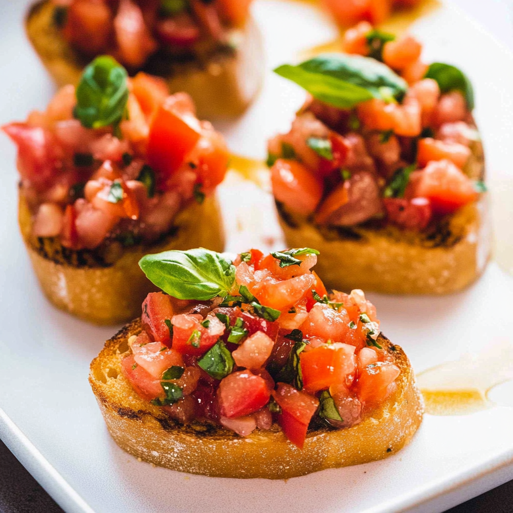Recipe preparation for Tomato Basil Bruschetta