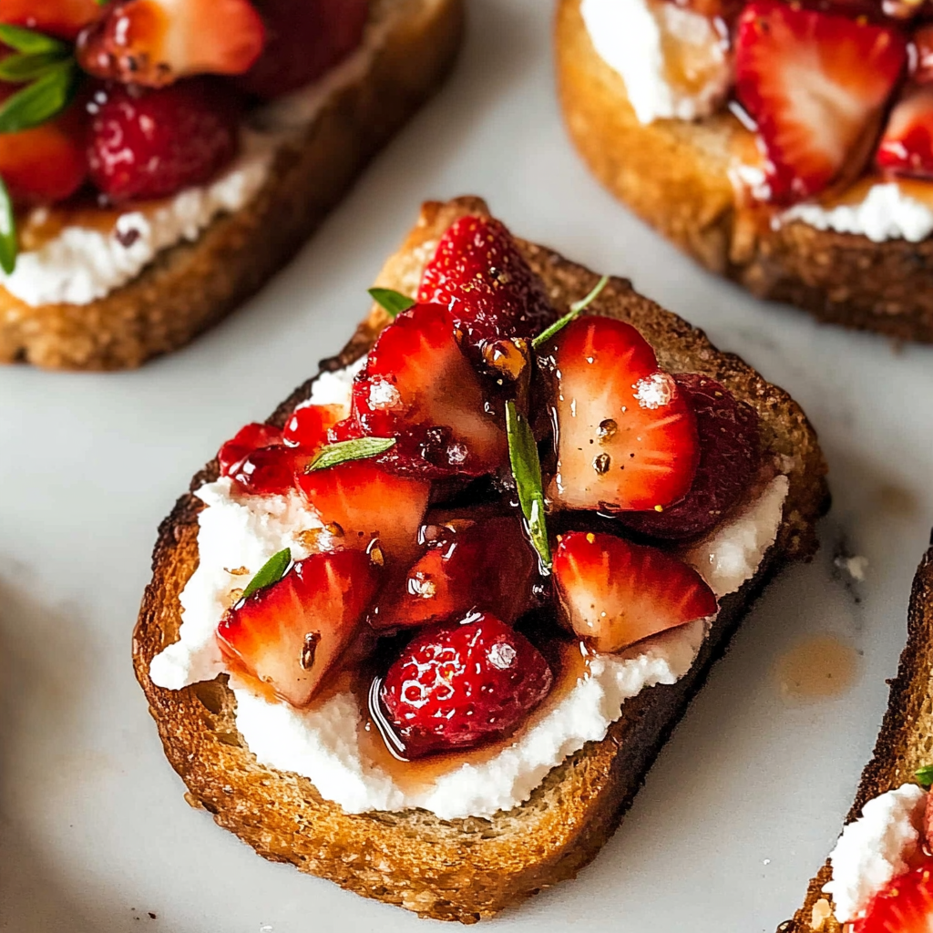 Recipe preparation for Balsamic Strawberry Toast