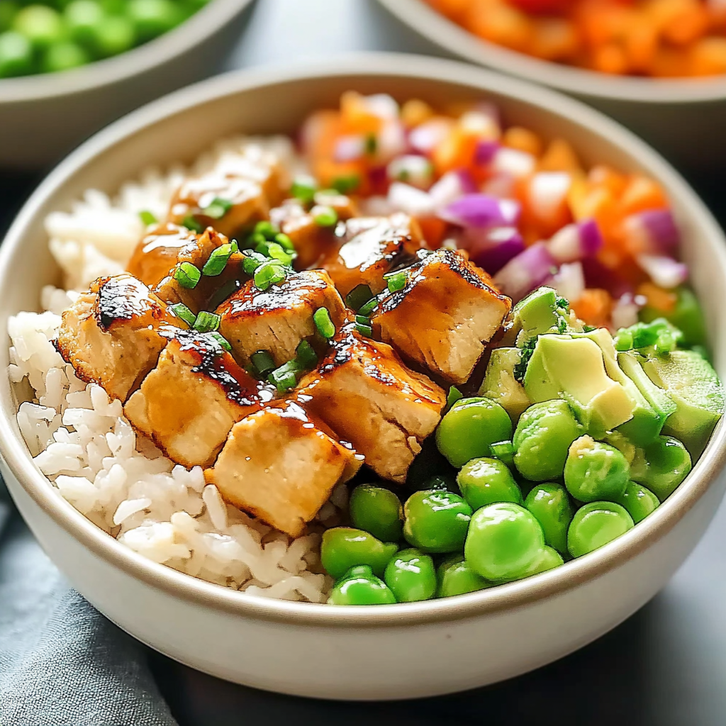 Recipe preparation for Chicken Poke Bowl