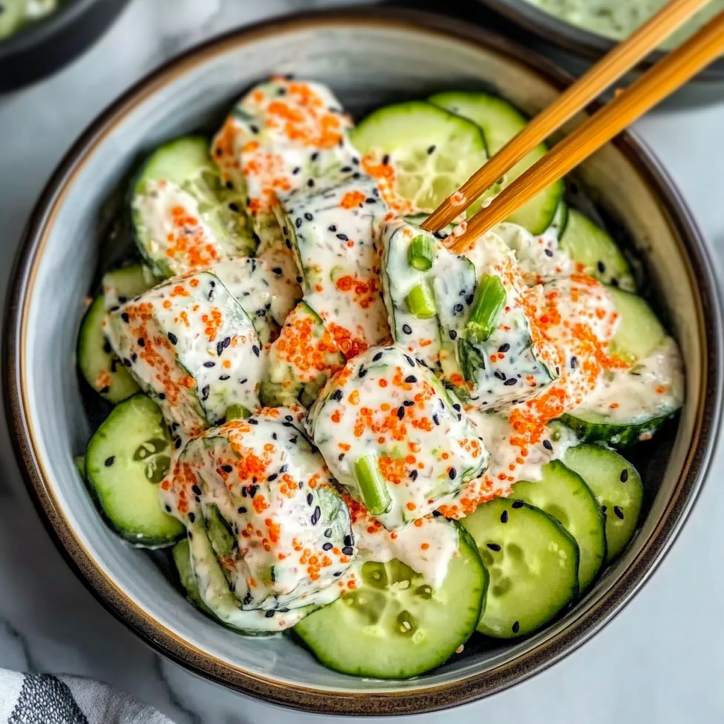 Recipe preparation for California Roll Cucumber Salad