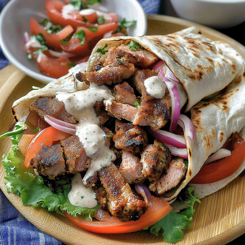 Recipe preparation for Chicken Shawarma with Garlic Sauce