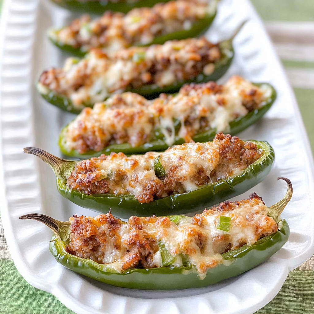 Recipe preparation for Sausage Stuffed Jalapenos