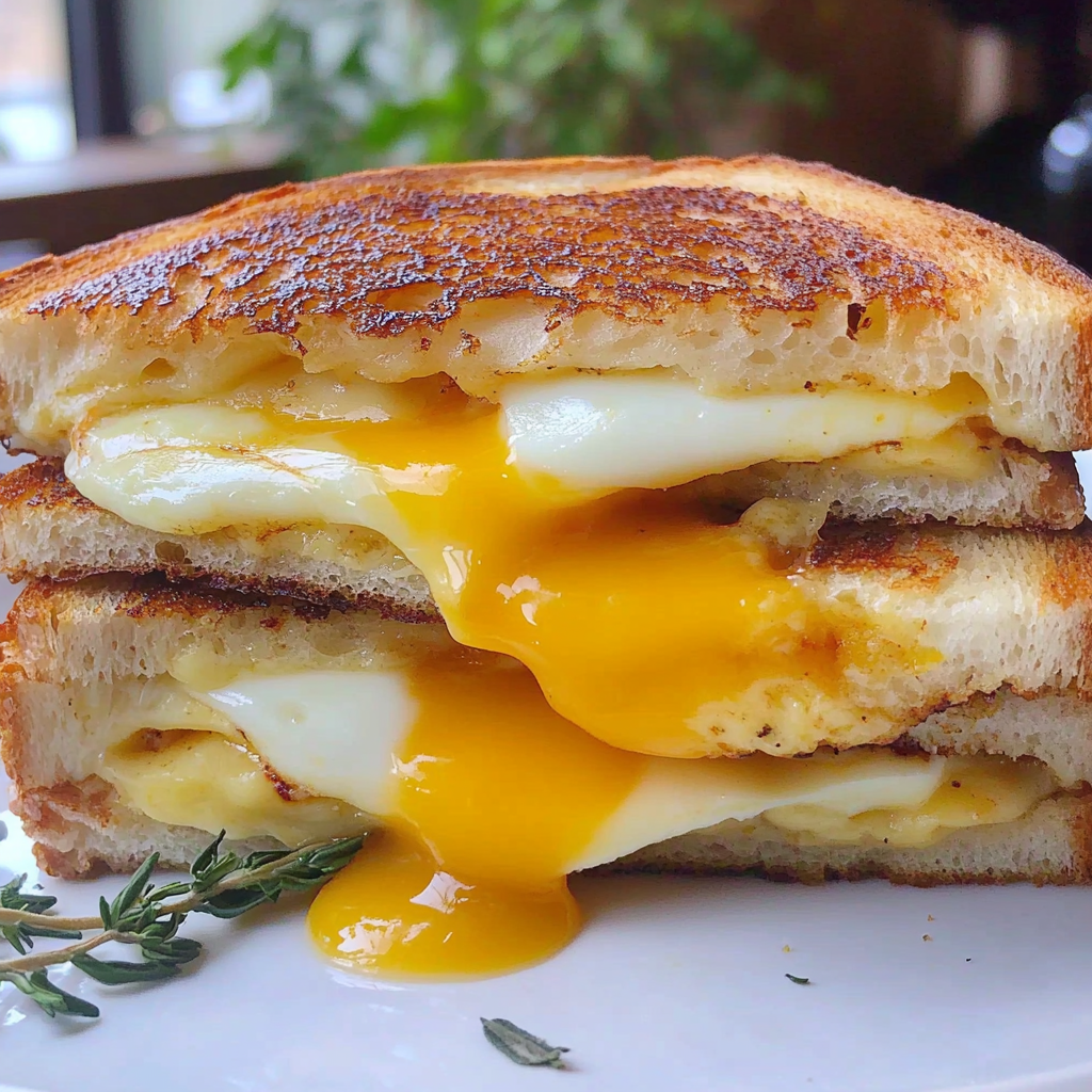 Recipe preparation for Fried Egg Grilled Cheese