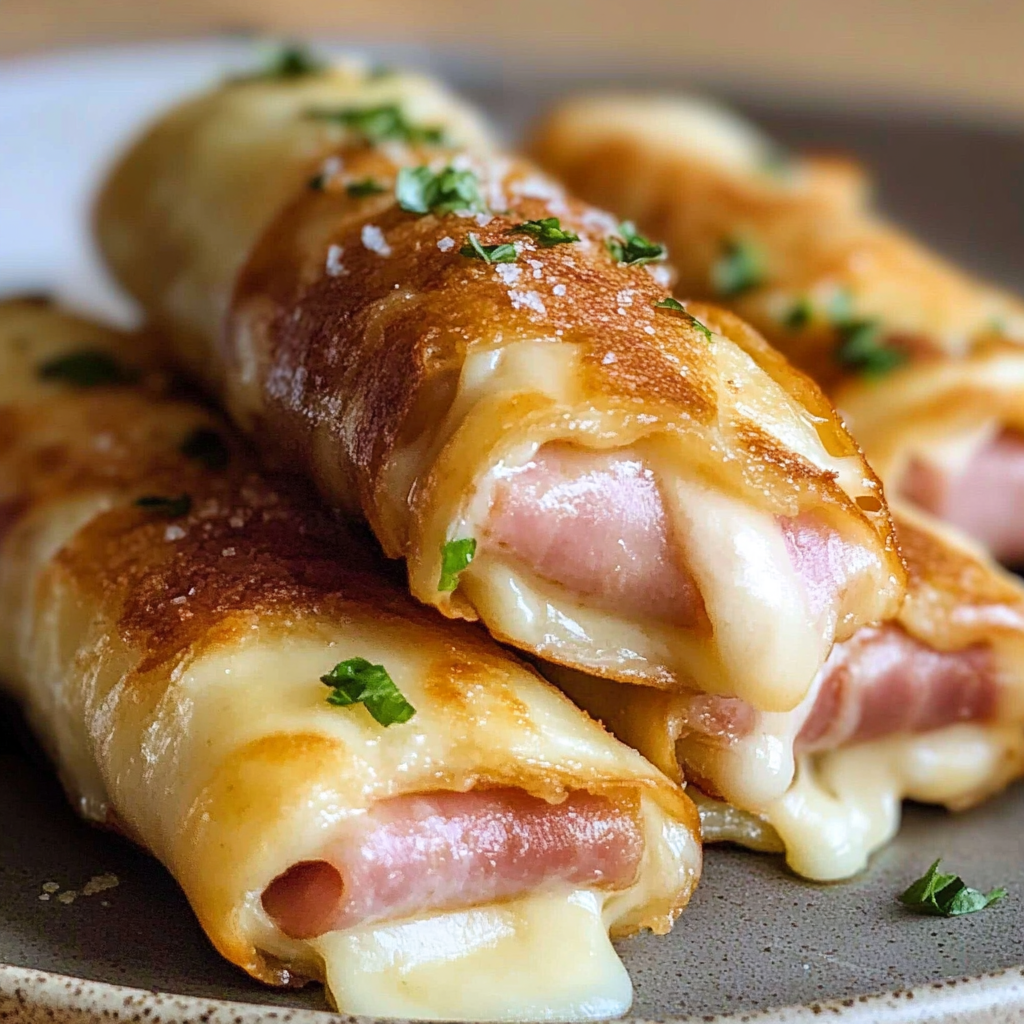 Recipe preparation for Ham and Mozzarella Cheese Sticks
