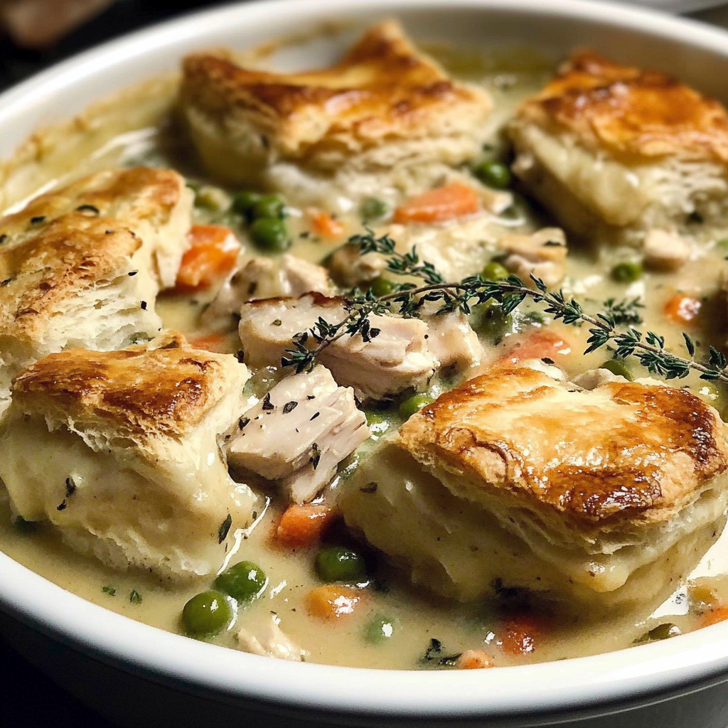 Recipe preparation for Chicken Pot Pie with Biscuits