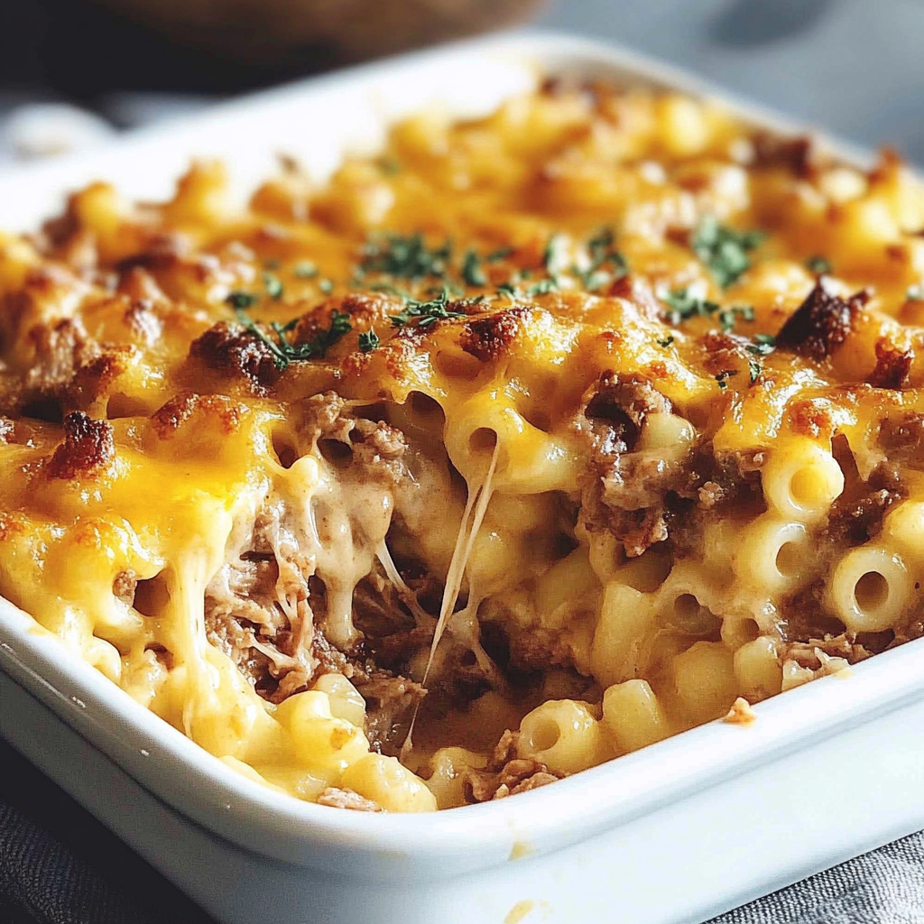 Recipe preparation for Pulled Pork Mac and Cheese