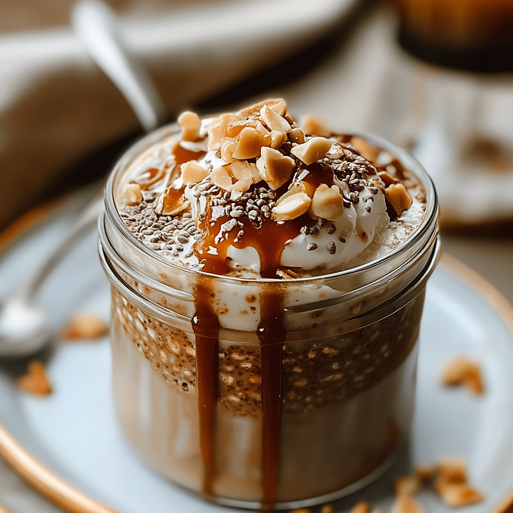 Recipe preparation for Caramel Macchiato Overnight Oats