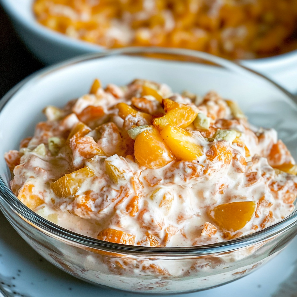 Recipe preparation for Millionaire Peach Salad