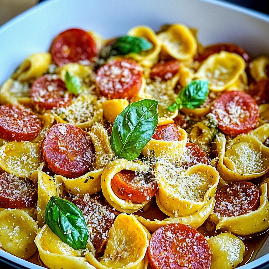 Recipe preparation for Sheet Pan Tortellini and Kielbasa