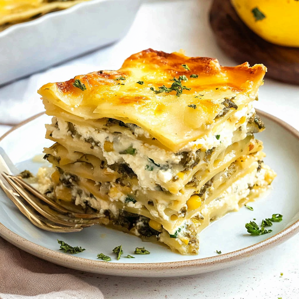 Recipe preparation for Creamy Vegetable Lasagna