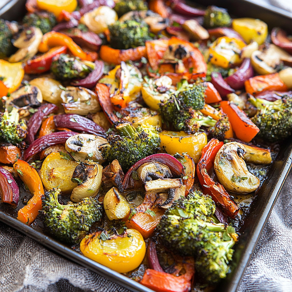 Recipe preparation for Garlic Herb Roasted Veggies