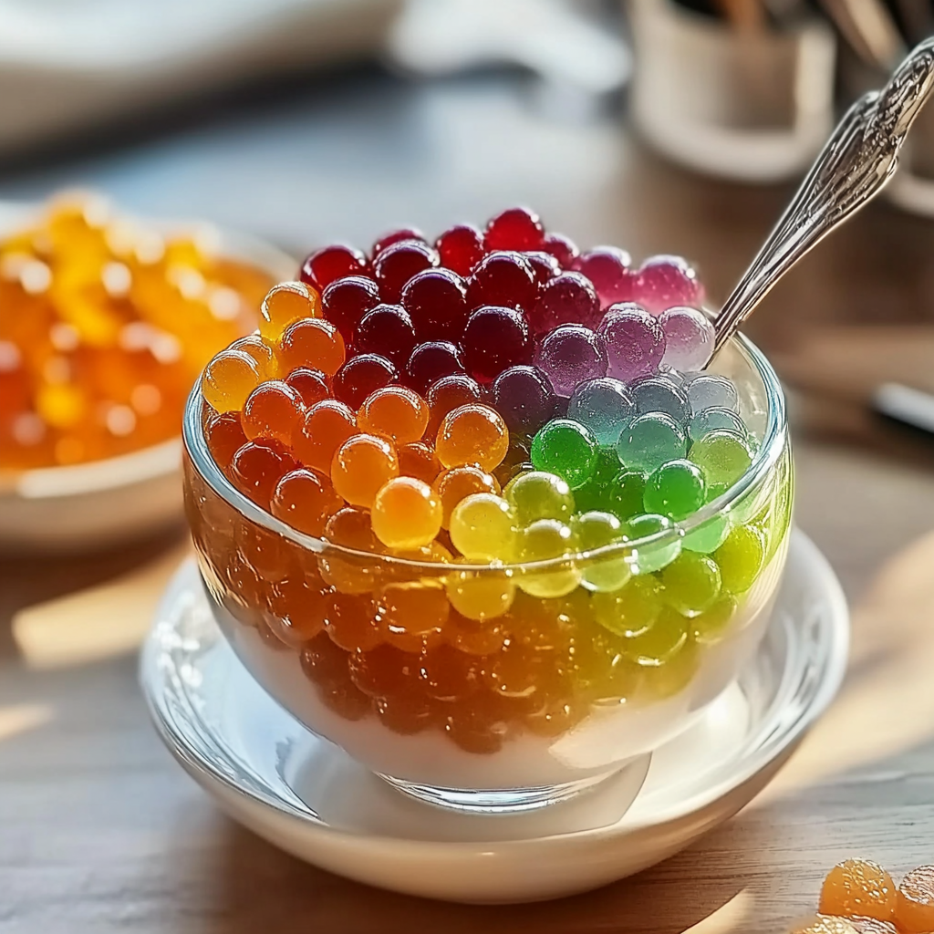 Recipe preparation for Homemade Popping Boba
