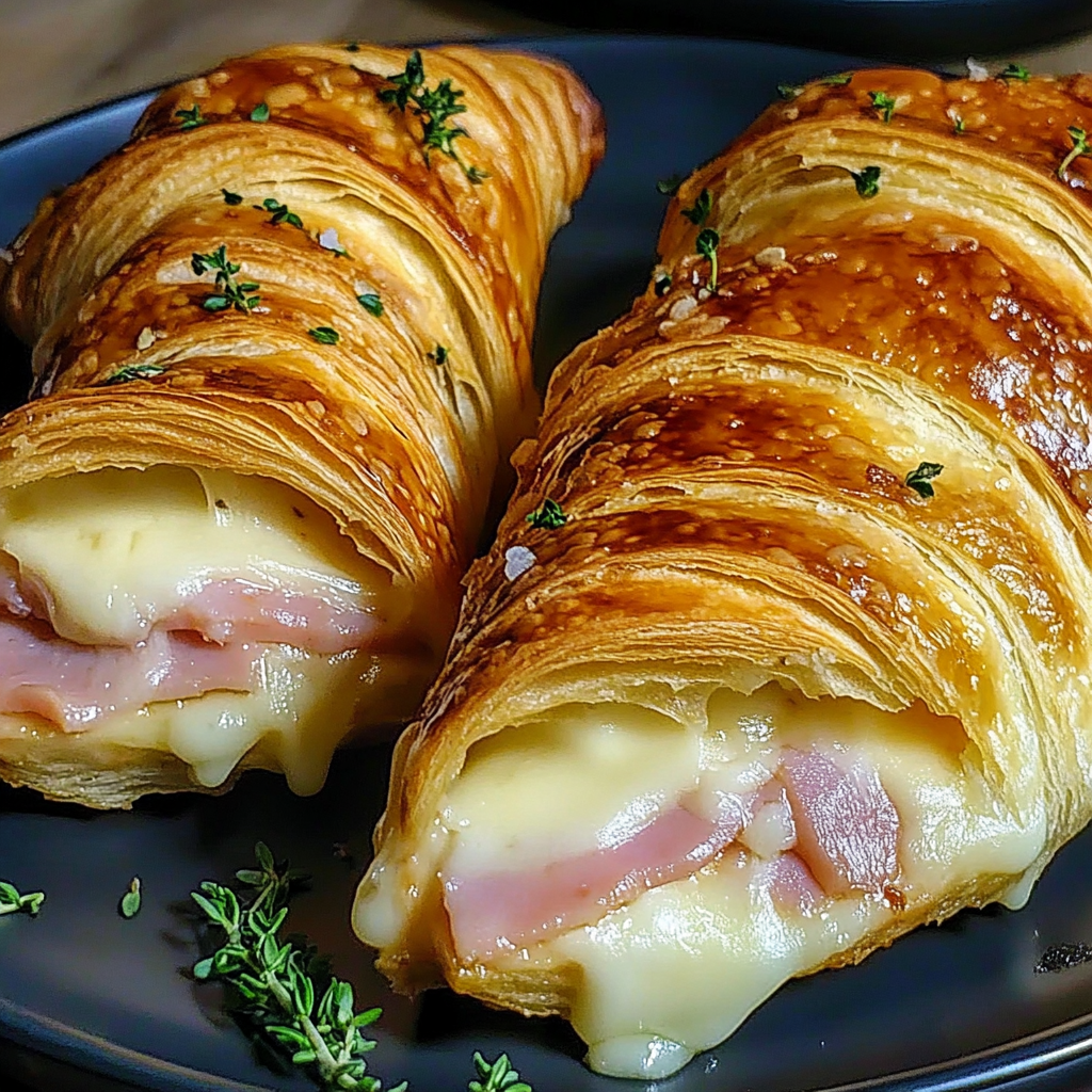 Recipe preparation for Air Fryer Ham Cheese Croissants