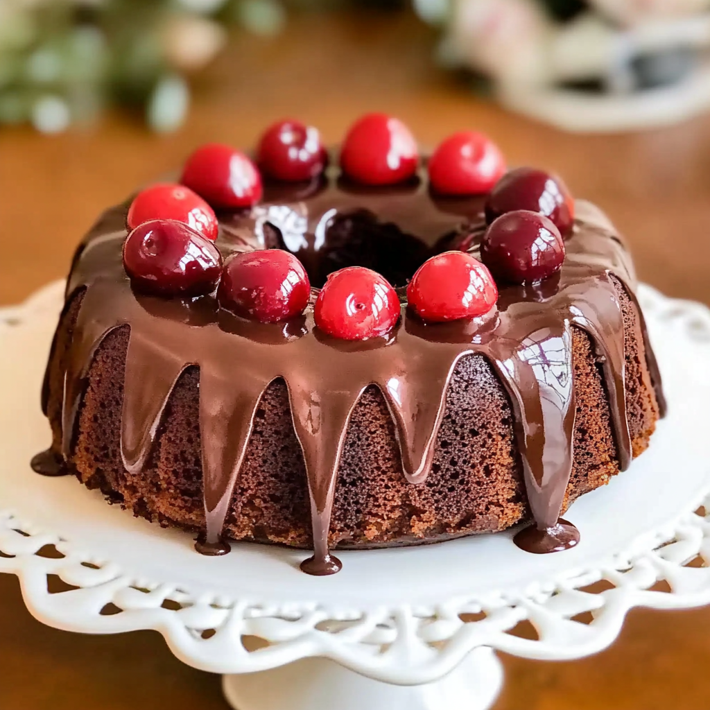 Recipe preparation for Cherry chocolate cake