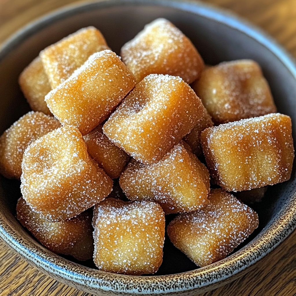 Recipe preparation for Cinnamon Sugar Churro Bites