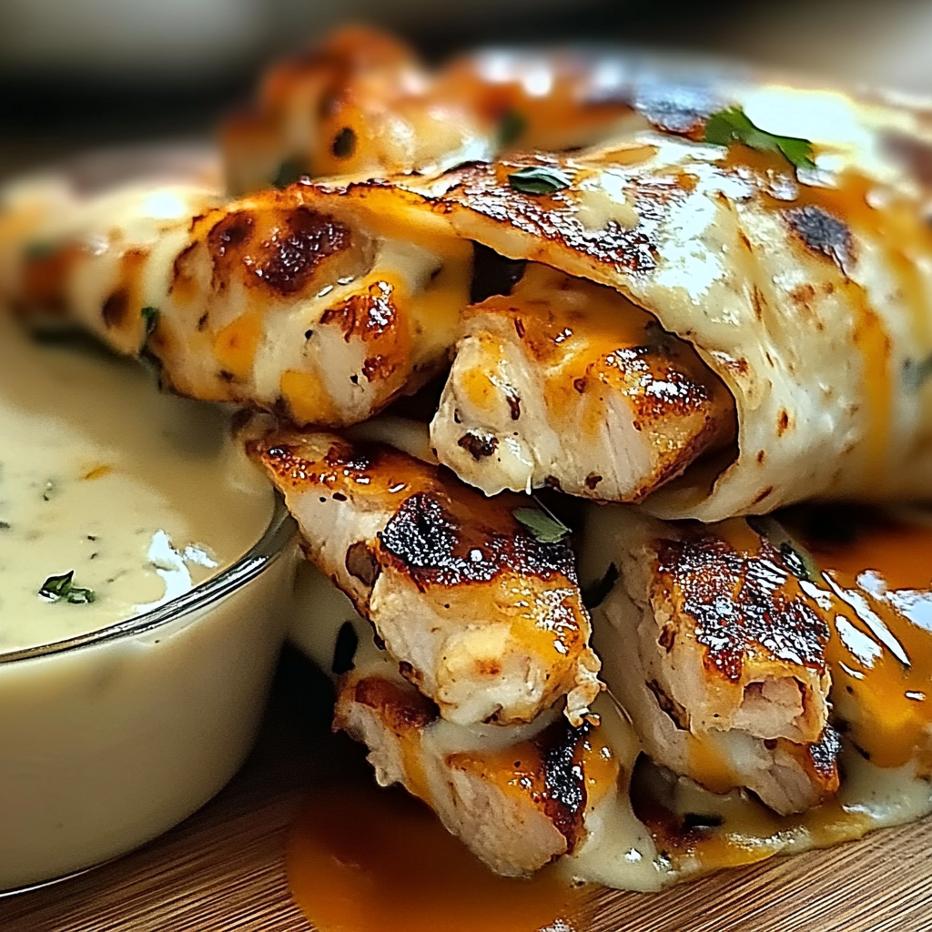 Recipe preparation for Chicken Garlic Chicken Wraps