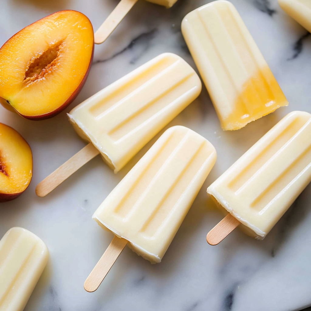 Recipe preparation for Coconut Peach Popsicles