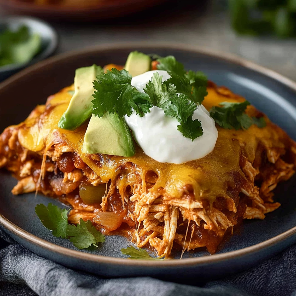 Recipe preparation for Crockpot Chicken Enchiladas Casserole