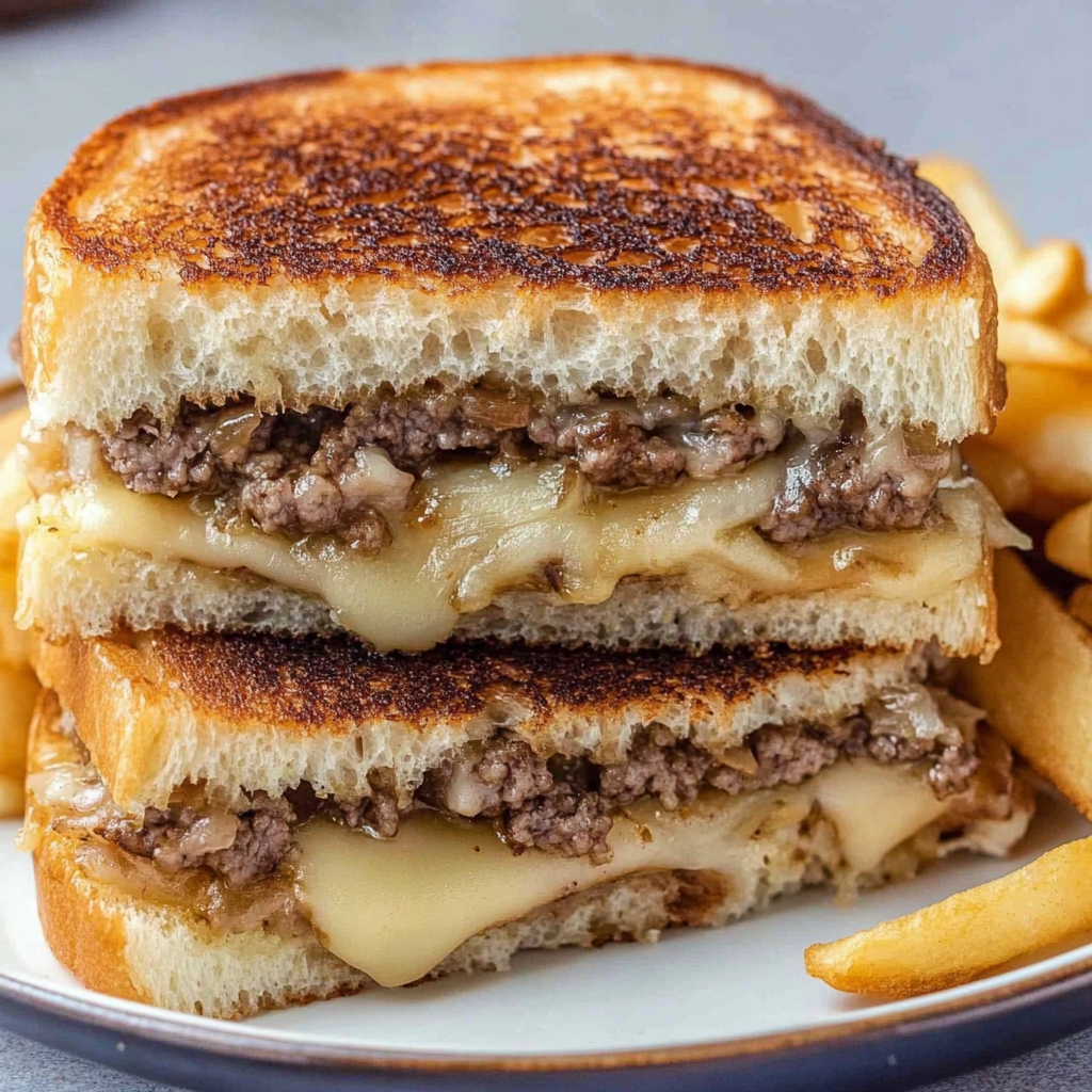 Recipe preparation for French Onion Patty Melt