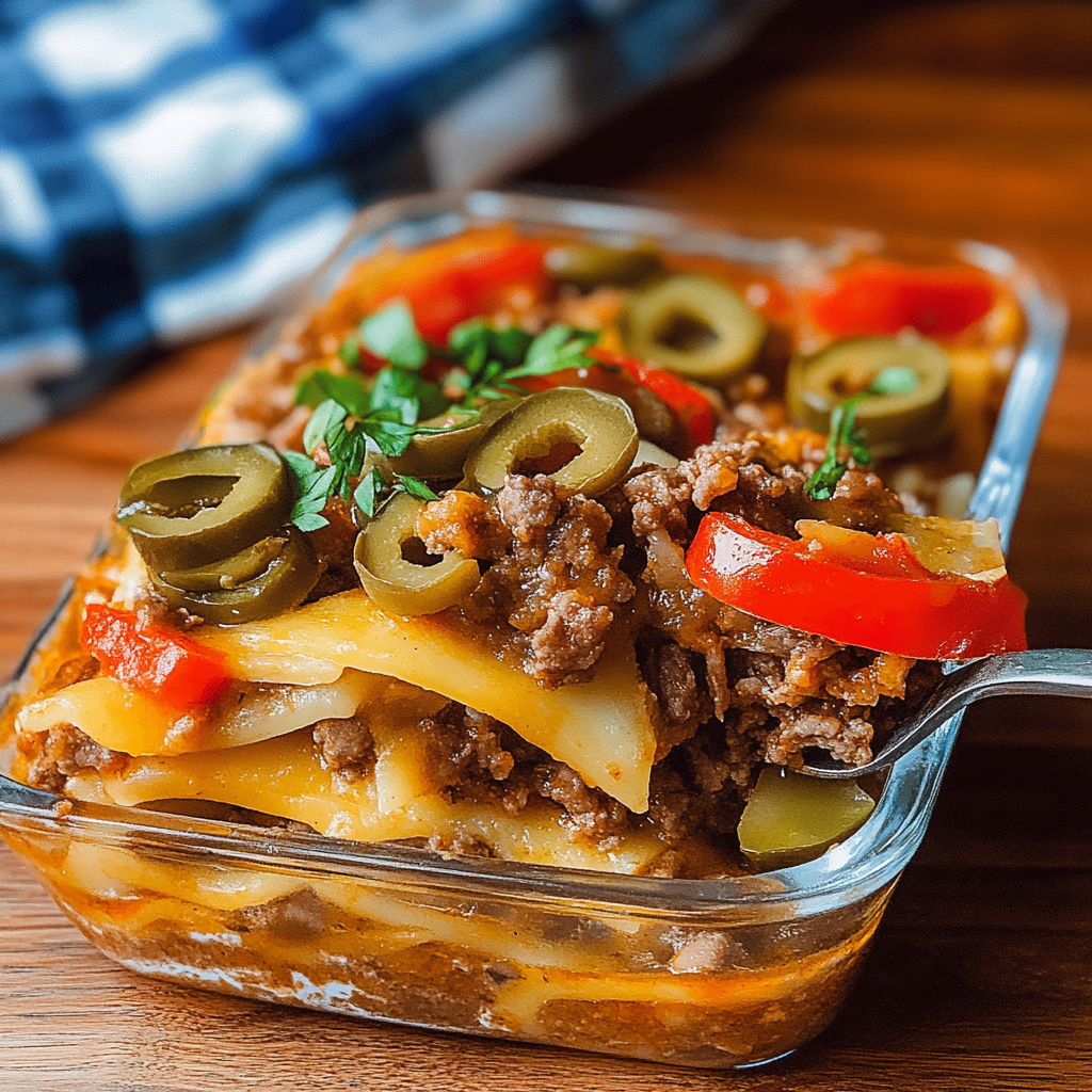 Recipe preparation for Southern Five Layer Beef Casserole
