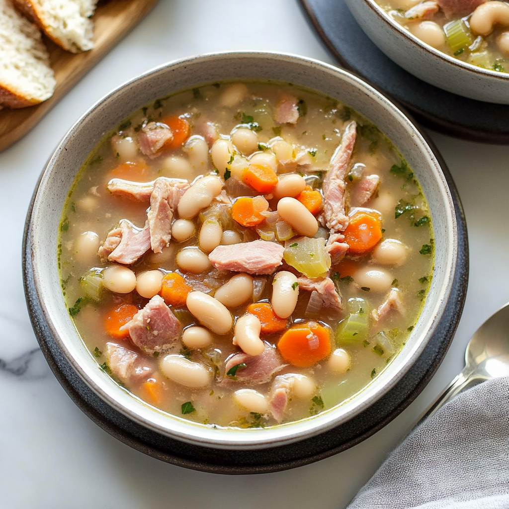 Recipe preparation for White Bean and Ham Soup Recipe