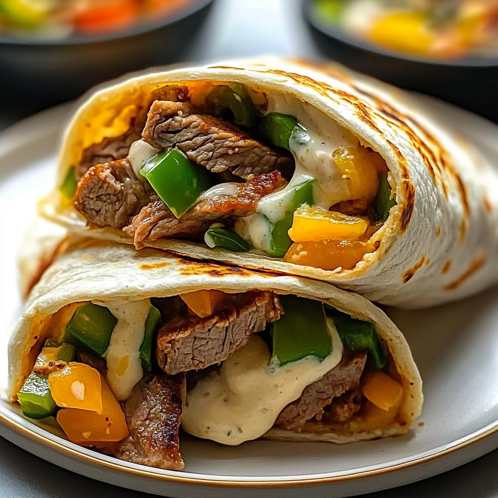 Recipe preparation for Philly Cheese Steak Wrap
