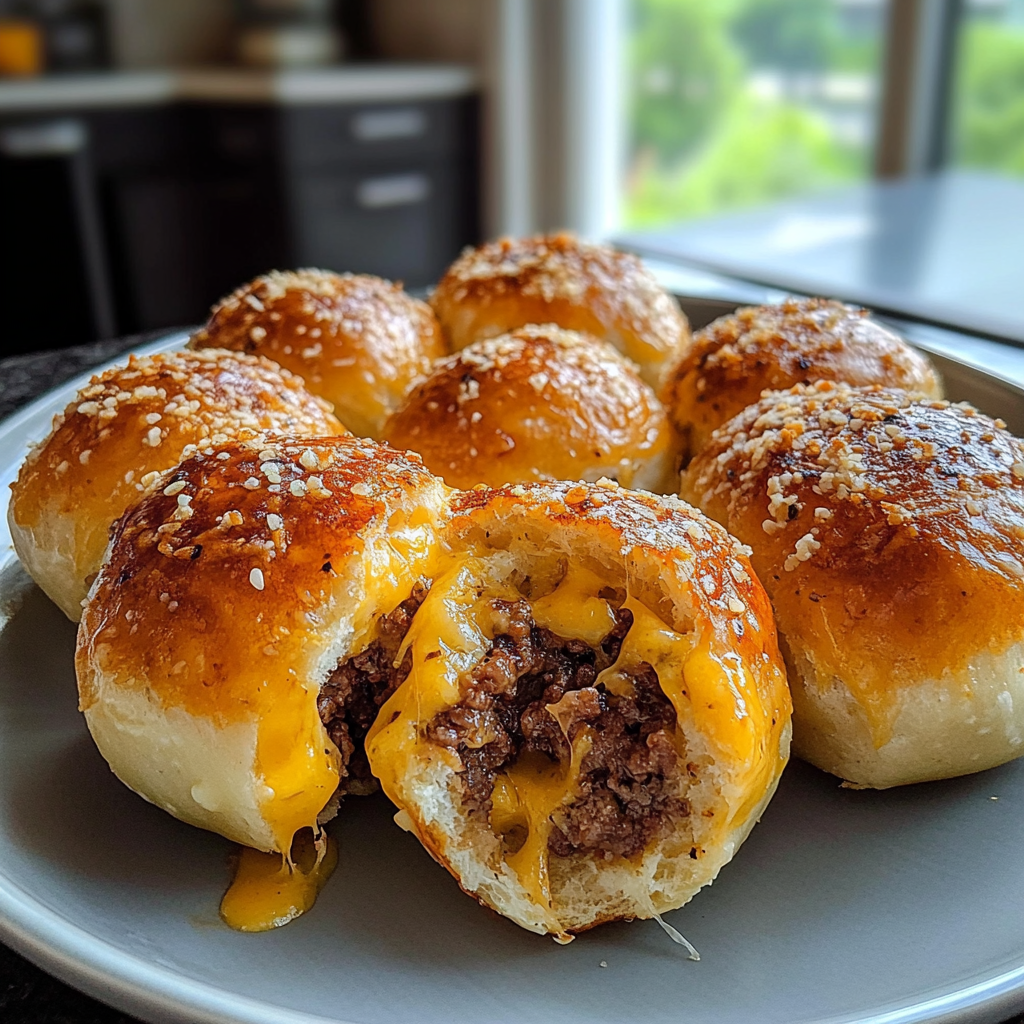 Recipe preparation for Garlic Parmesan Cheeseburger Bombs